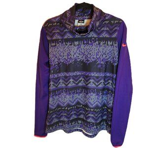 Nike Pro Dri Fit Hyperwarm Women's Purple and Black Turtleneck NWT XL